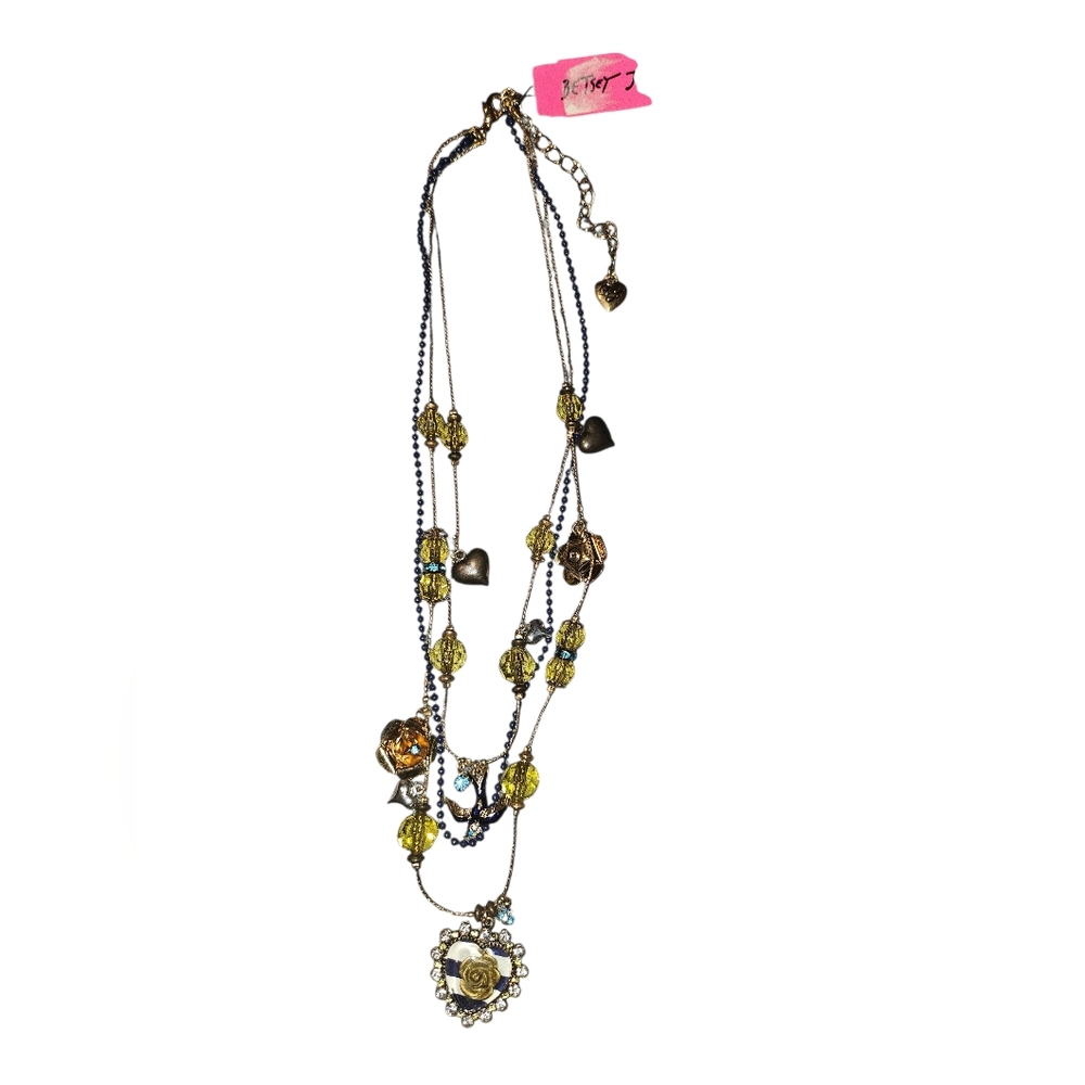 Betsey Johnson Nautical Lucite Heart Beaded Necklace NWT